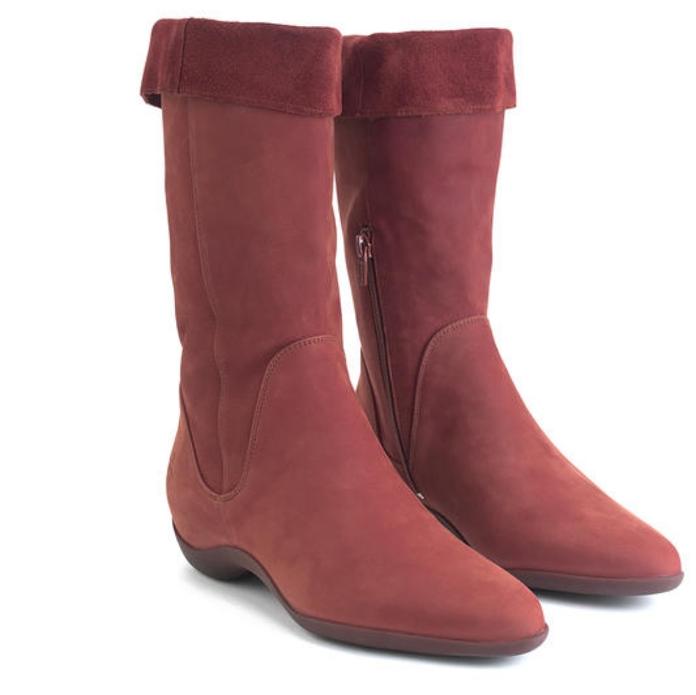 John Fluevog Red Power Up Suede Leather Boots